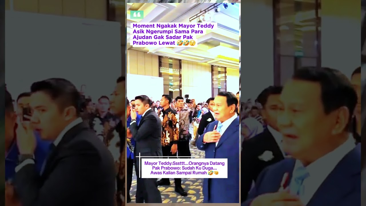 Asik Ngerumpi Mayor Teddy Gak Sadar Pak Prabowo Lewat 🤣😭 #shortsvideo #mayorteddy #prabowo