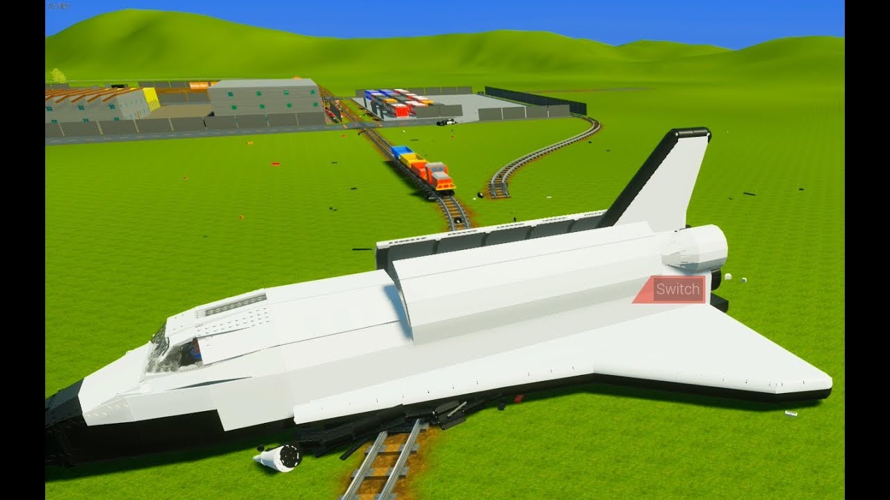 Lego Space Shuttle, Cars, Trucks & Vans vs. Lego Train - Brick Rigs - Realistic Crashes