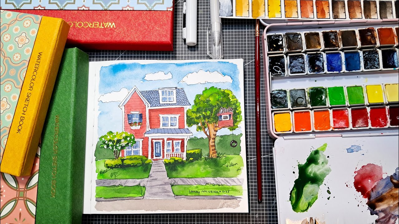 Dive in with Pen First! It Don't Need to be Perfect! Let's Sketch & Paint a Cute Watercolor House
