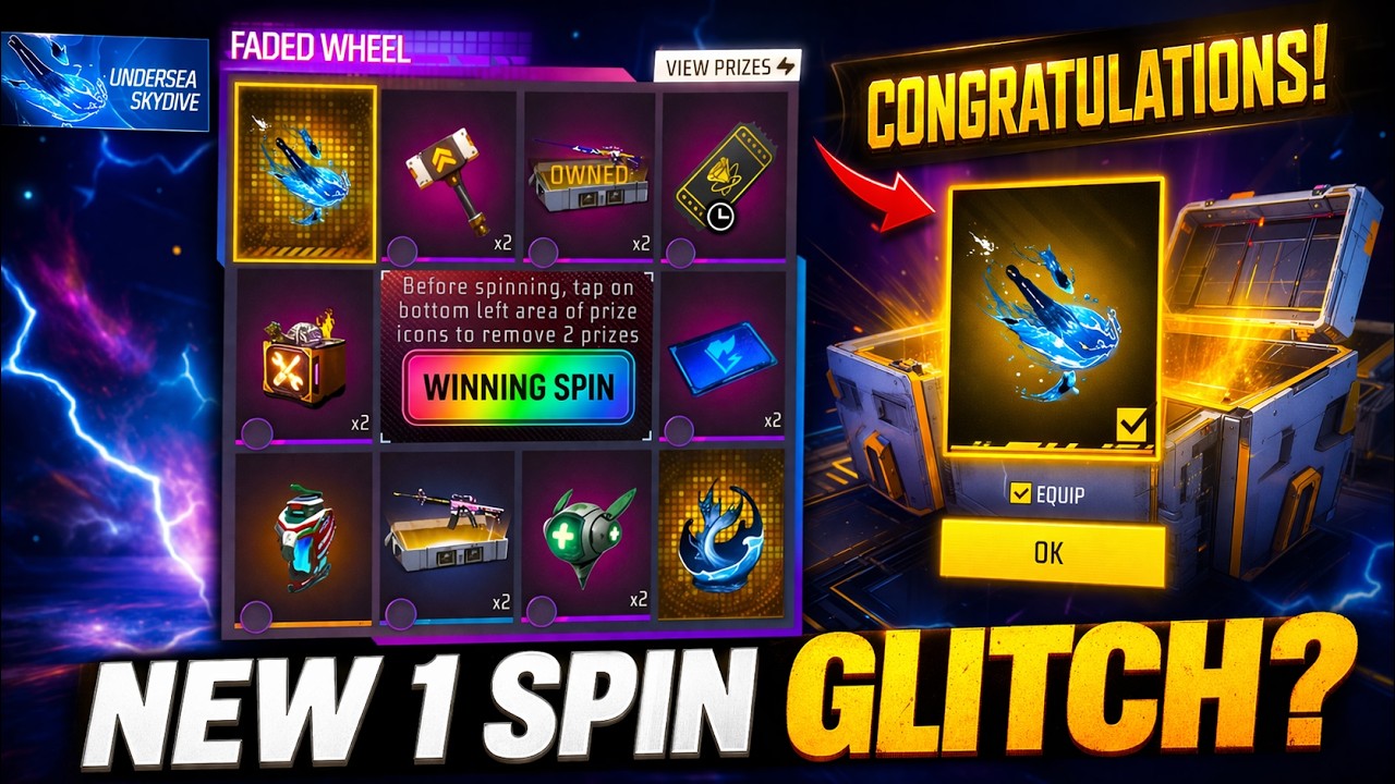 New Faded Wheel Skydive Undersea Spectacle 1 Spin Trick 🤩 | Free Fire New Event Today 
