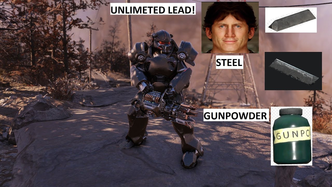 Fallout 76 how to get unlimited lead,steel and gunpowder for ammo crafting