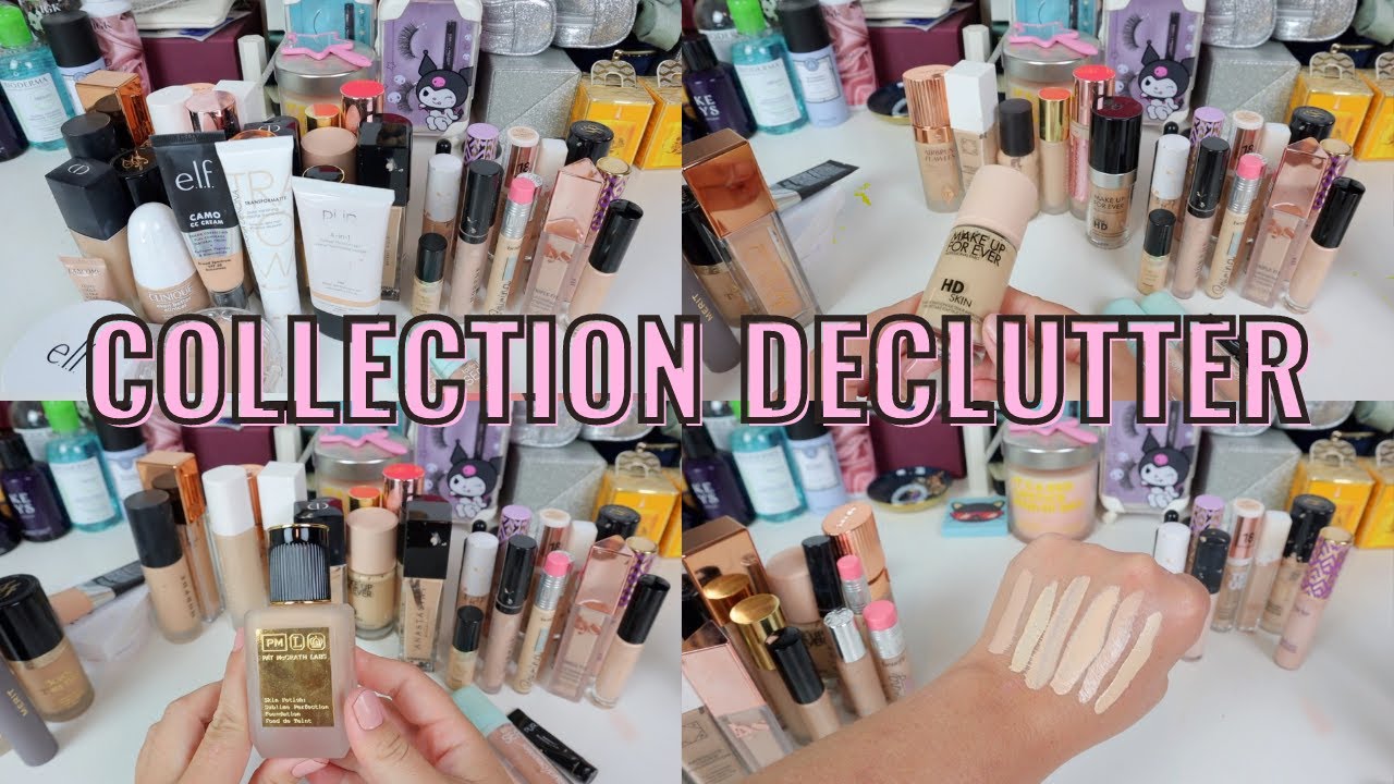 HIGH END FOUNDATION AND CONCEALER COLLECTION DECLUTTER AUGUST 2022 HALF OF MY COLLECTION GONE!