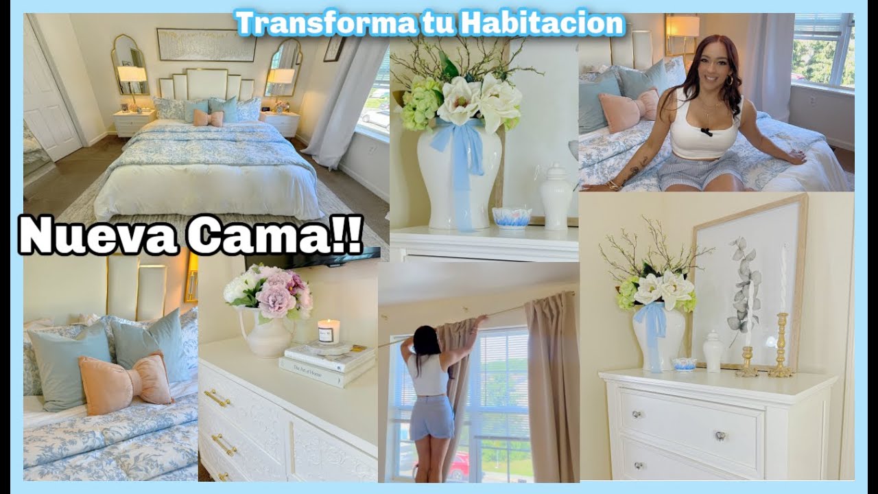 🩵NUEVA CAMA, ROOM MAKEOVER BLANCO Y AZUL