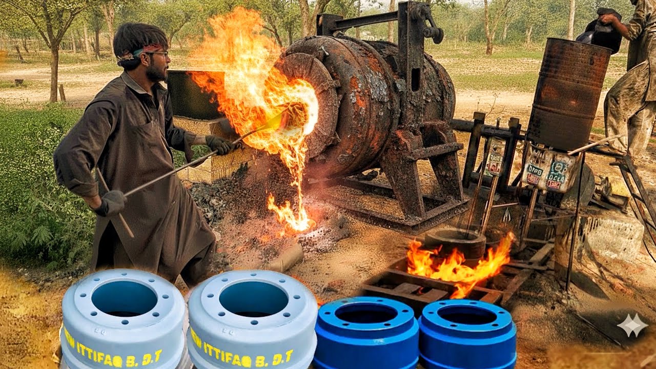 Incredible manufacturing process || how truck brake drums are made from scrap || scrap to shine