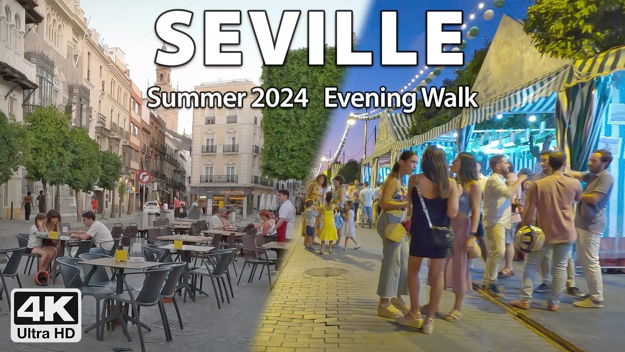 Seville's Night Walk & 💃🏻Velá de Triana🥂 Summer 2024 | 4K Virtual Walking Tour, Spain