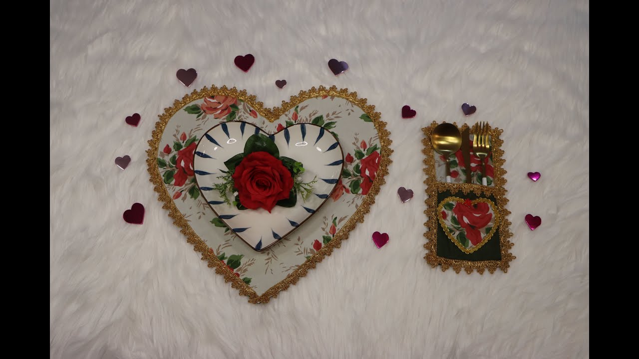 ❤️DIY Individual y Porta Cubiertos en Forma de Corazón 💖 | Decora Tu Mesa con Amor