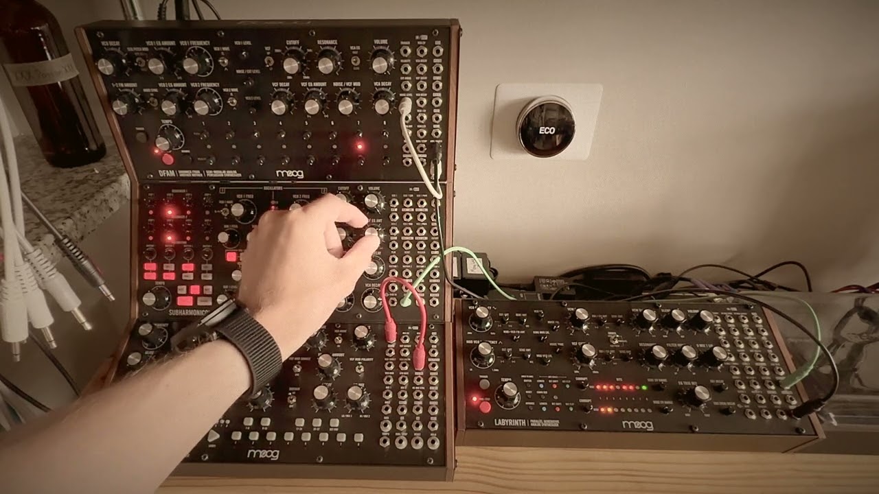 Moog Labrynth DFAM SubHarmonicon and Mother32 through Hologram Microcosm Jam