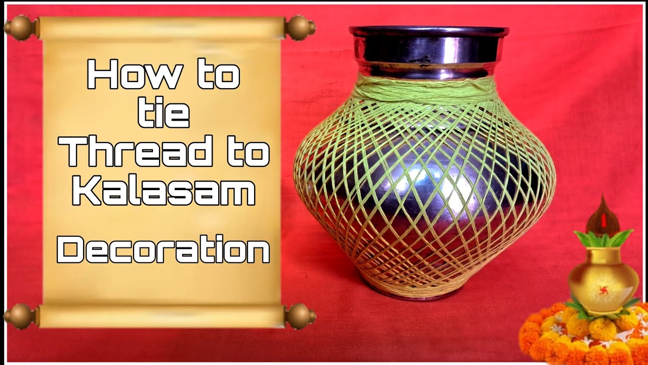 How to tie Thread to Kalasam Decoration in pooja🔔 || @heyguruvlogs || #heyguruvlogs #pooja