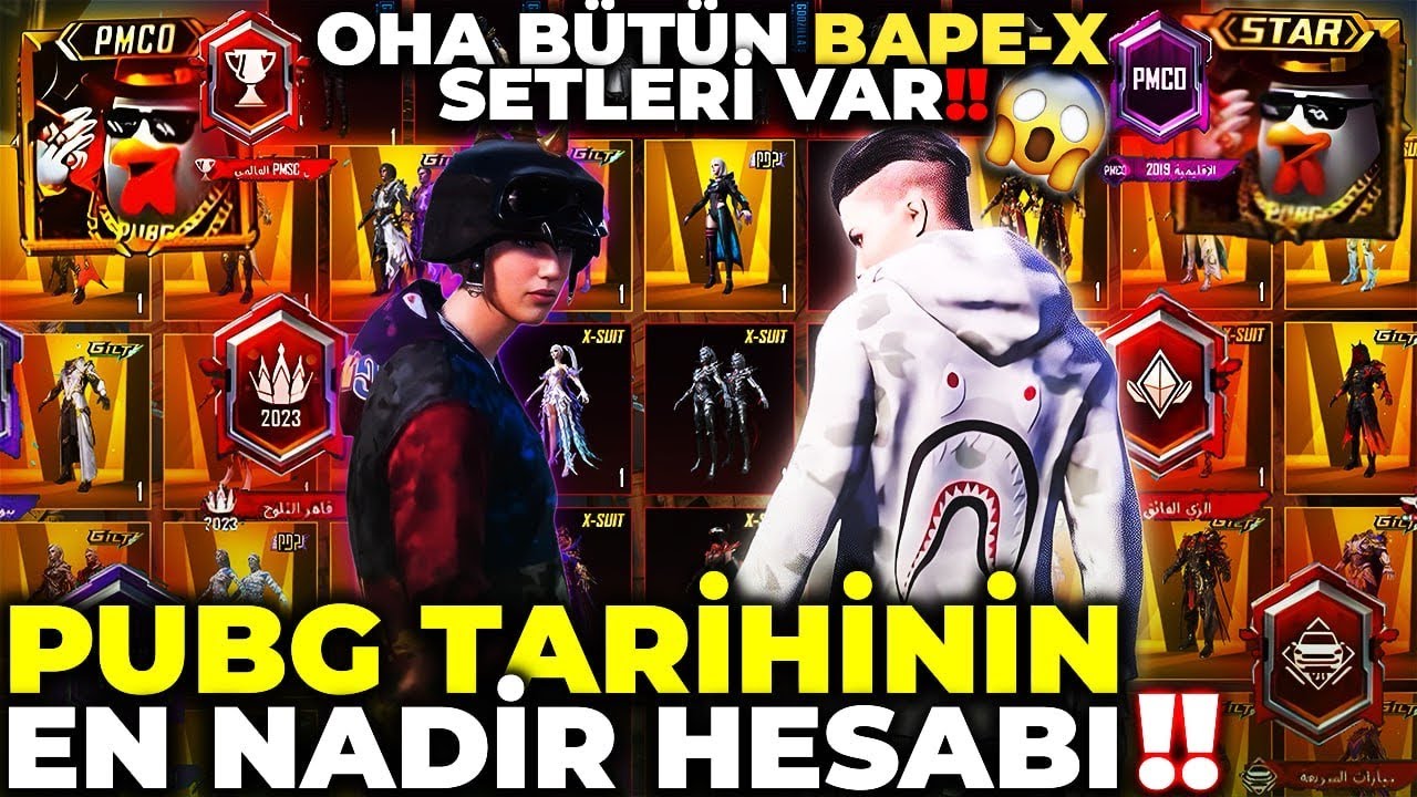 OHA BÖYLE BİR NADİRLİK YOK 😨 PUBG TARİHİNİN EN NADİR HESABI❗️(MOR BAPE-BEYAZ BAPE)  / PUBG MOBİLE