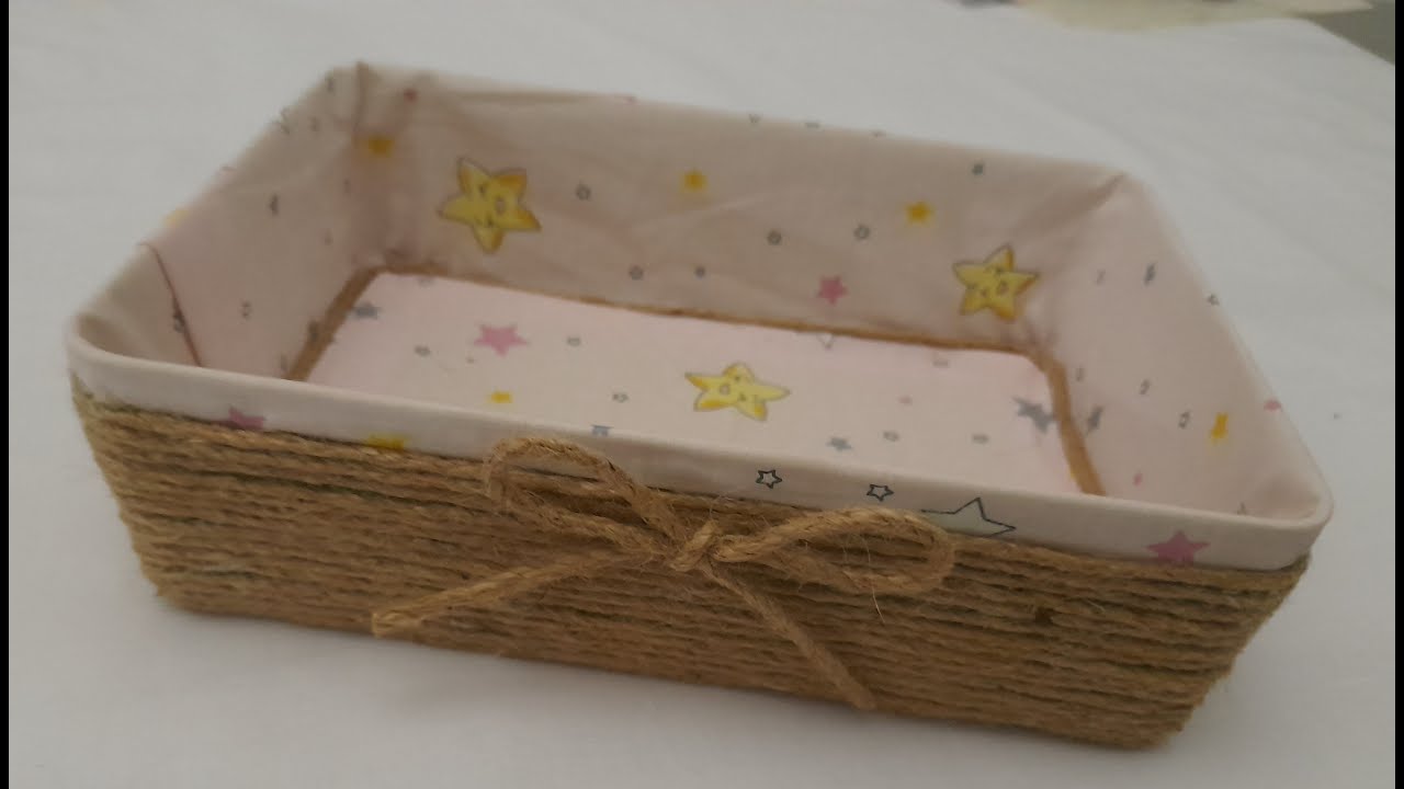طريقة تغليف سله باسهل طريقة  #diy: How to cover a box with fabric
