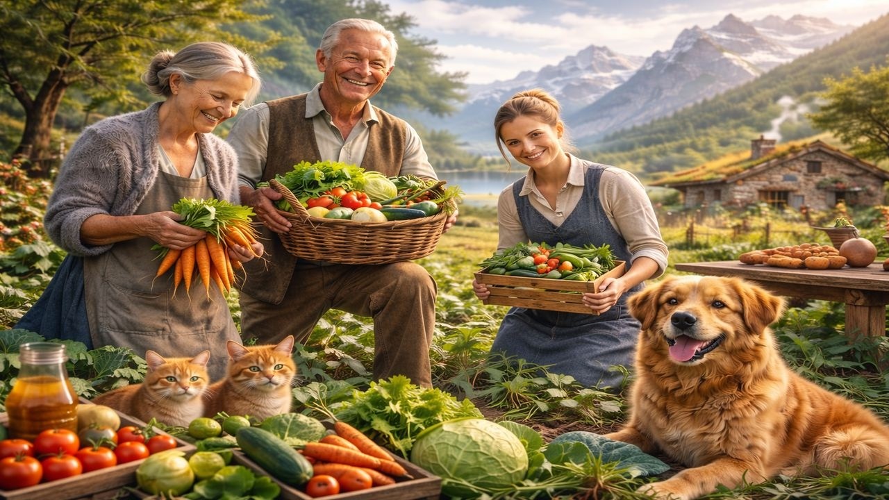 The Simple Life –Soothing Sounds of a Beautiful Alpine Farm | Harvesting, Fishing & Dining Al Fresco