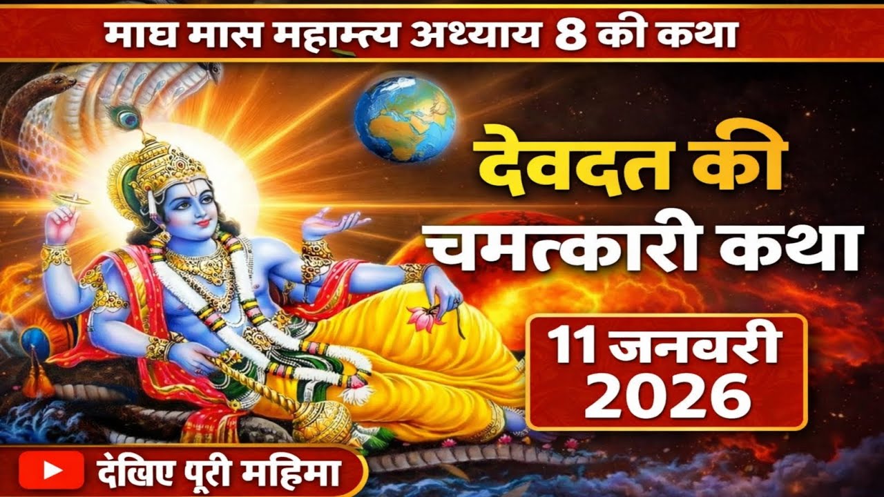 माघ मास कथा - अध्याय 8 | Magh Maas Ki Katha Day 8 | kartik mahatmya adhyay 8 | देवदत की चमत्कारी कथा