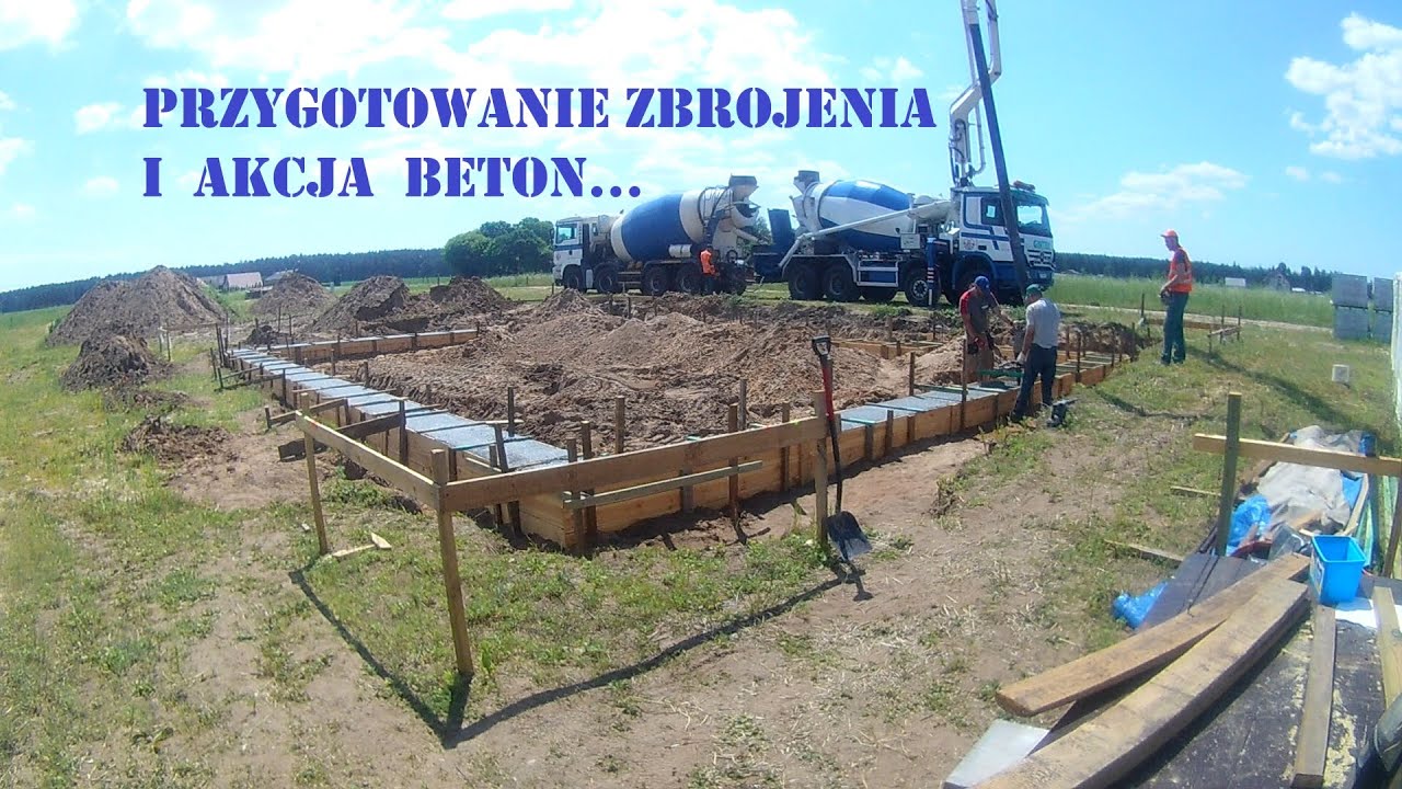 Przygotowanie do betonowania, kręcenie zbrojenia, wiązanie narożnik&oacute;w zalewanie ławy fundamentowej.