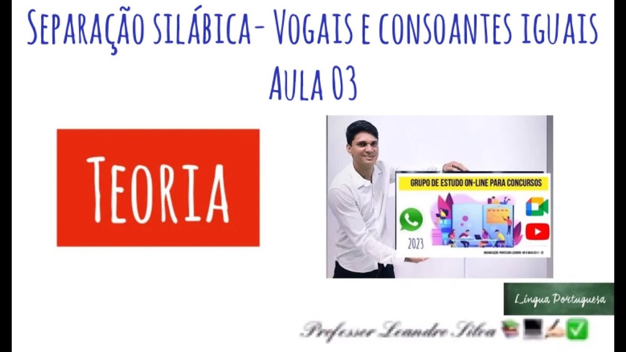 Separa&ccedil;&atilde;o sil&aacute;bica - Letras  e vogais iguais -Aula 03 📚