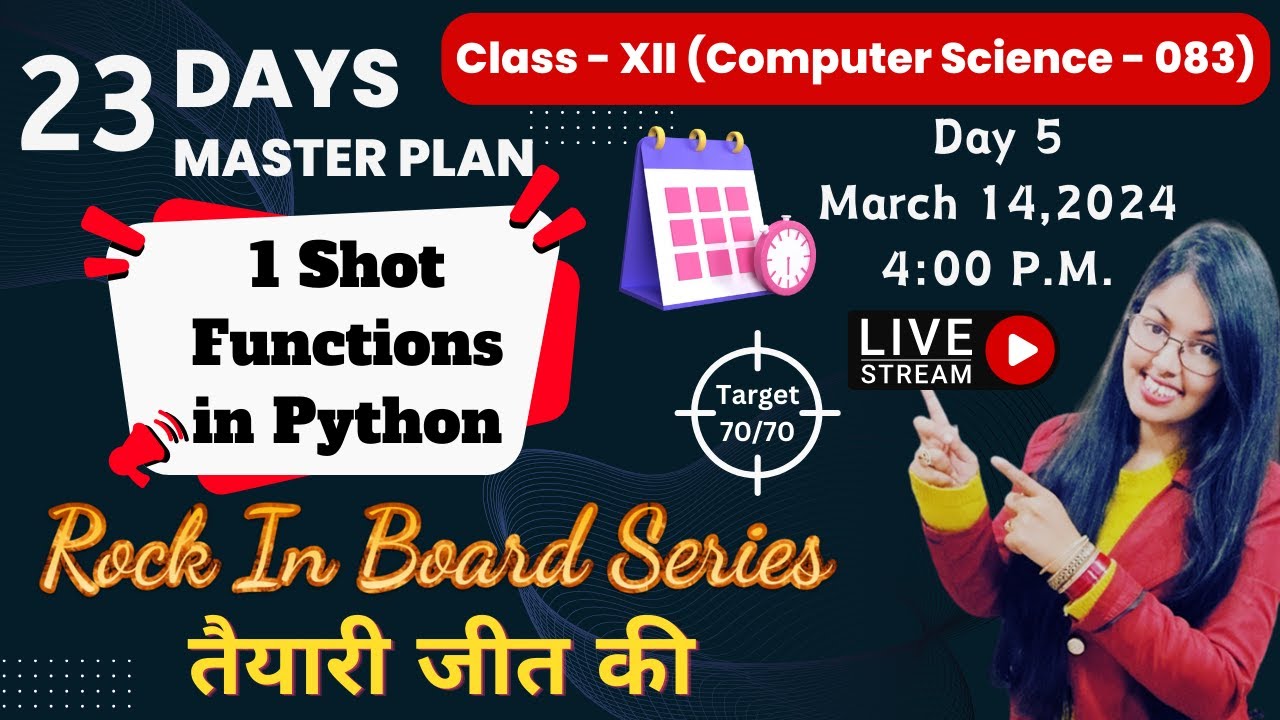 Day 5 | 1 Shot of  Functions  in Python | CBSE Class 12 Computer Science | Rock in Board Series