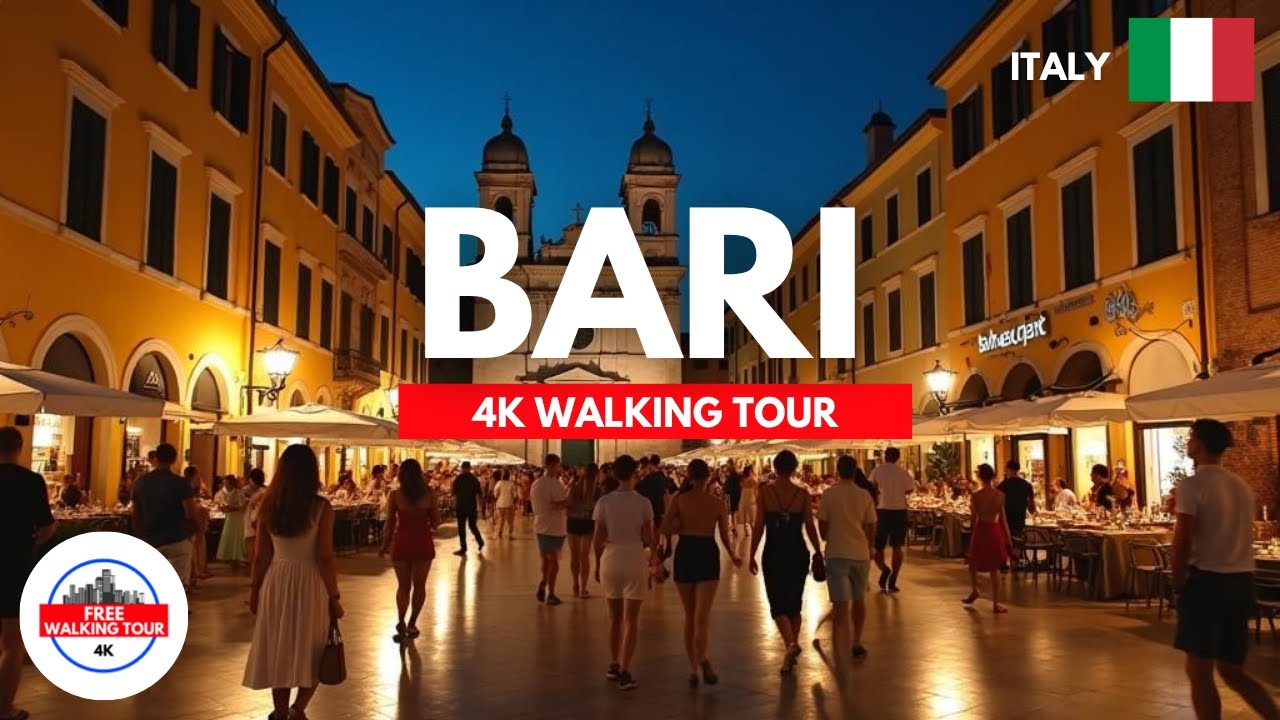 Bari, Italy Walking Tour 4K/60FPS | Exploring the Nightlife of Puglia's Heart!