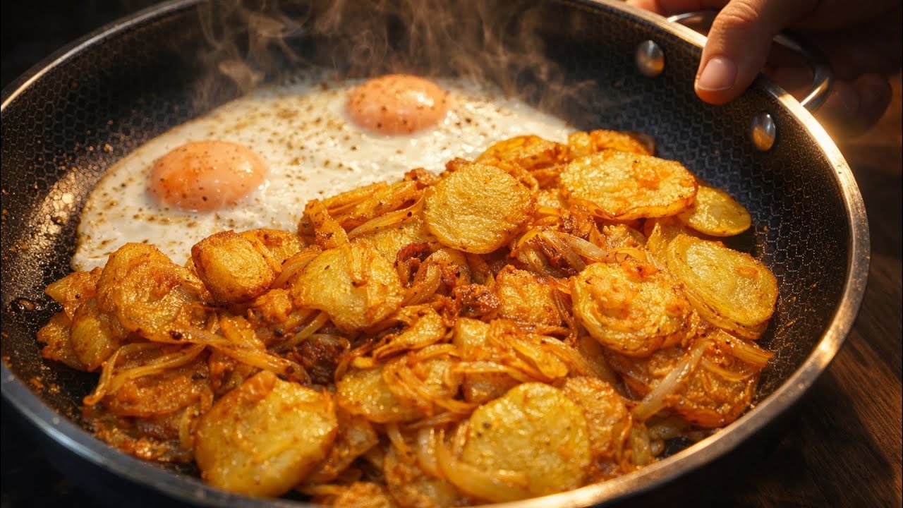 Fried Potatoes with Egg in a Skillet – the Best Homemade Recipe Everyone Makes| Besten Rezepte Essen