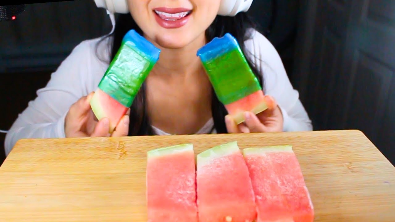ASMR Frozen Watermelon Fruit Roll Up