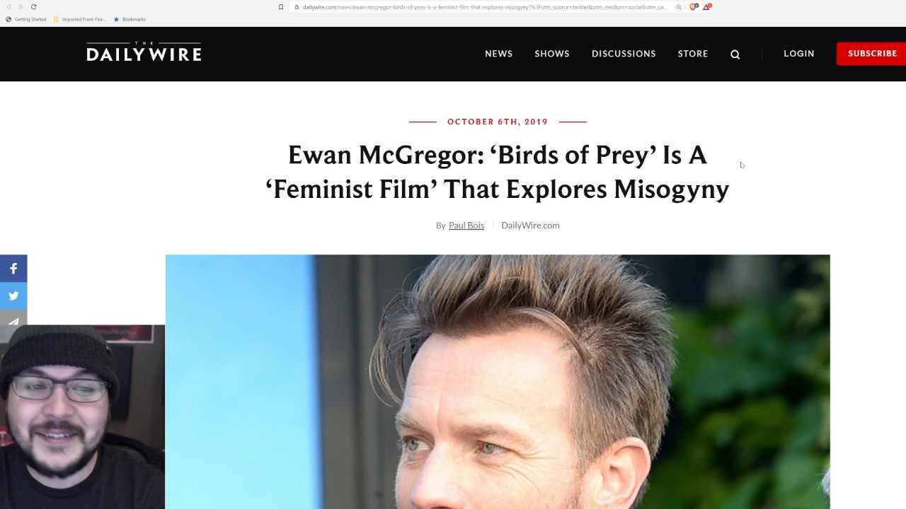 Ewan McGregor Says DC's 'Birds Of Prey' Is A Feminist Film that Explores Misogyny, Yeah NOPE I'm Out