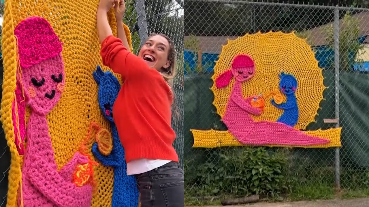 Crafty Crocheter 'Yarn Bombs' Her LA Neighborhood