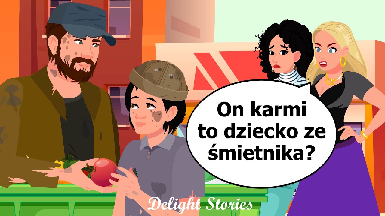 Ojciec wyciągnął jabłko ze śmietnika, a ja gryzłem go, podczas gdy wszyscy wokół nas patrzyli