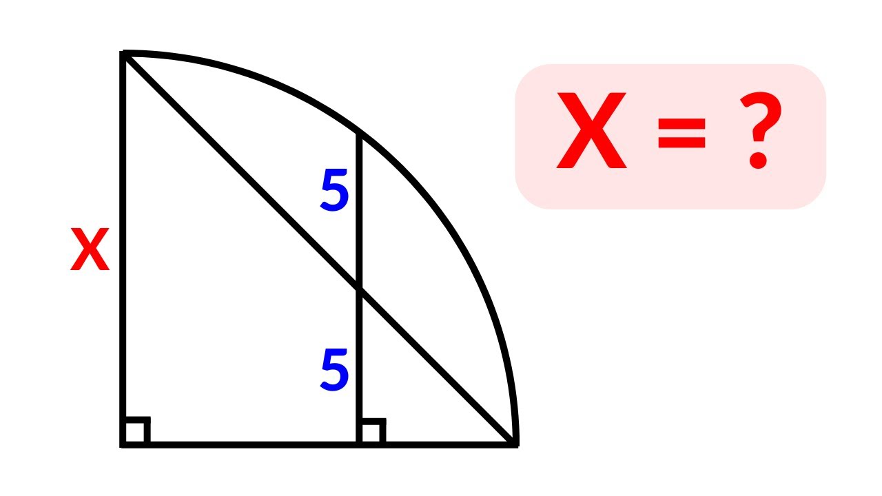 Find the radius X of the quarter circle | 2 Methods