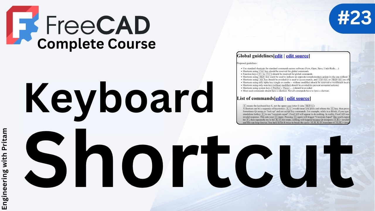 FreeCAD Tutorial – FreeCAD Keyboard Shortcut (Including Guidelines) |#23