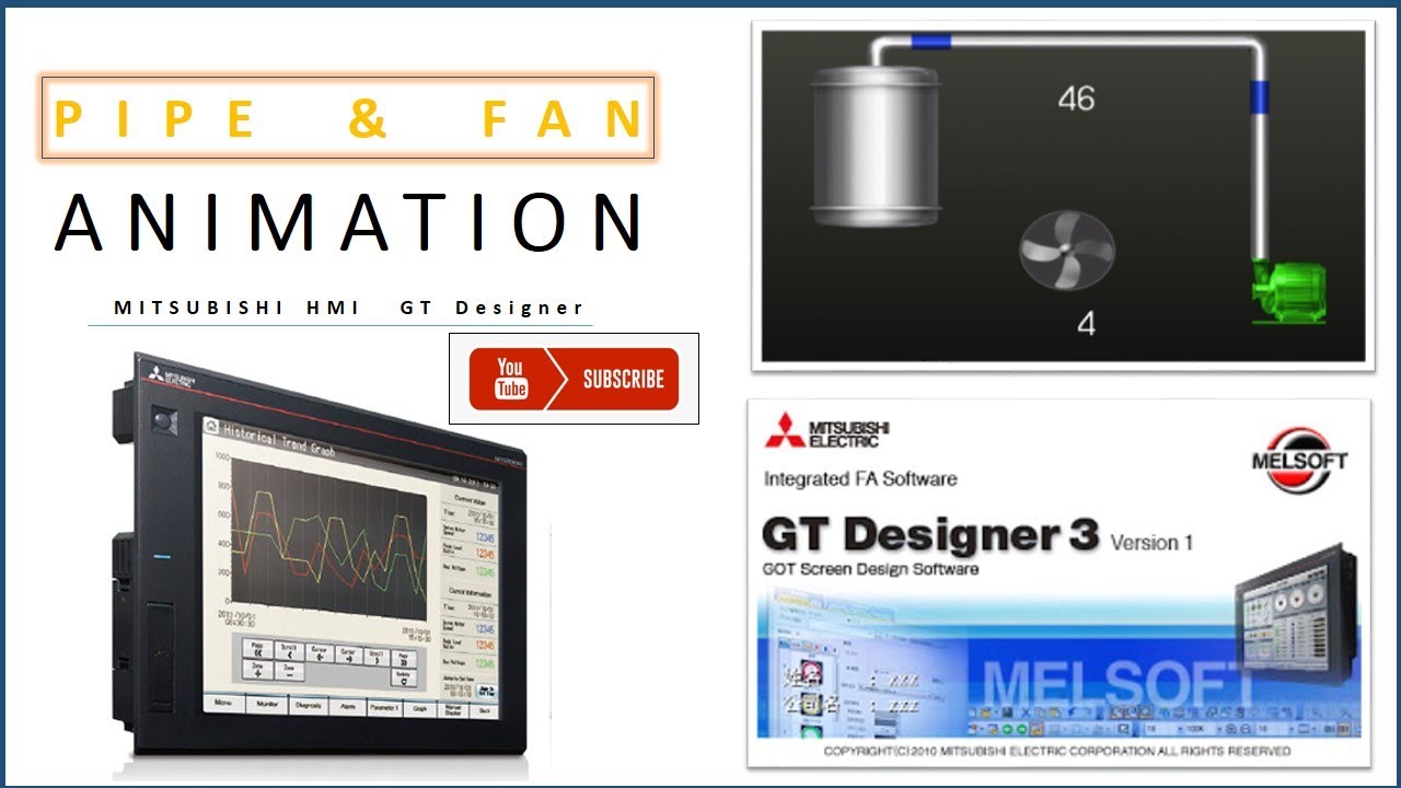 Mitsubishi HMI Animation Tutorial | Fan and Pipe Animation on HMI | Youtube