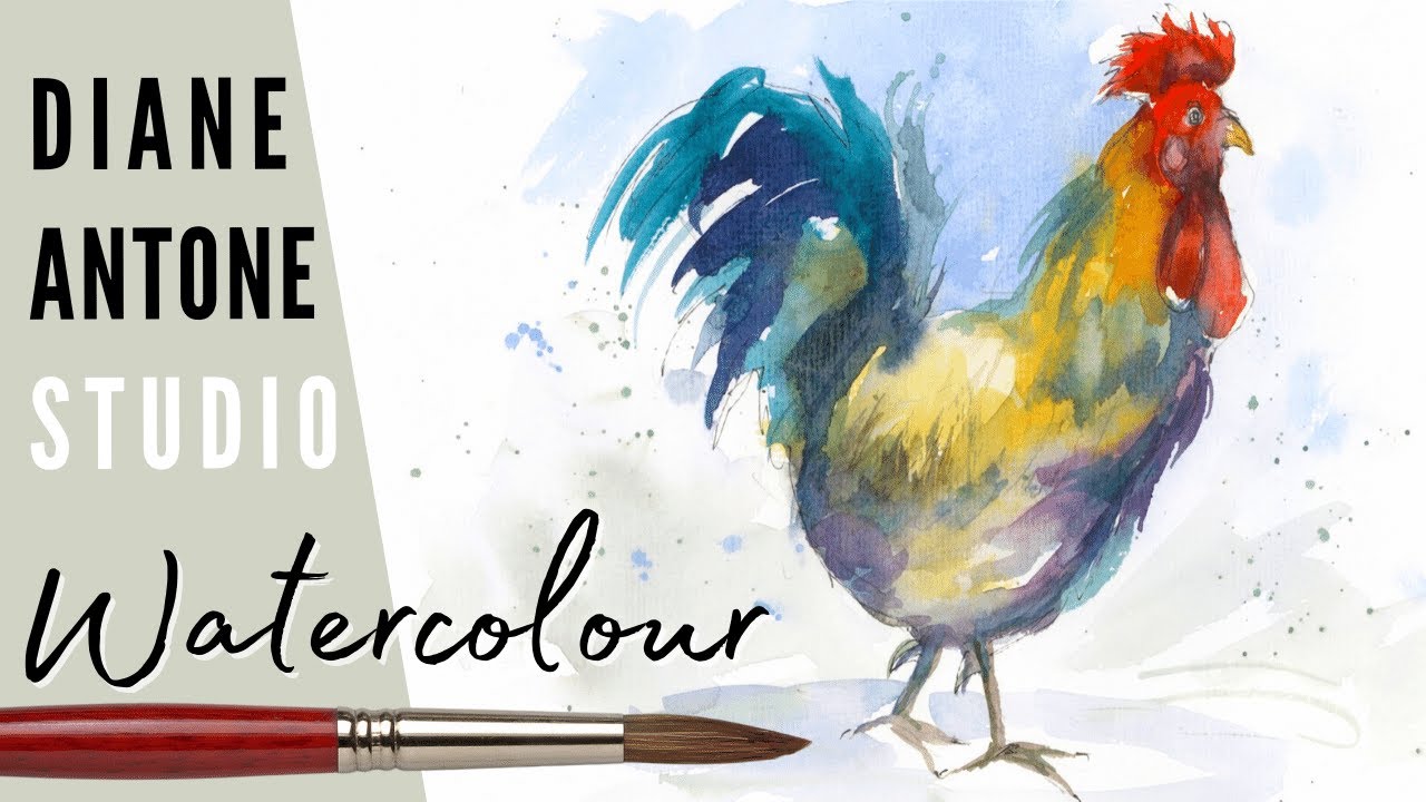 Paint a Watercolour Rooster - Colourful Cockerel in Loose Style - Real Time Step by Step Tutorial