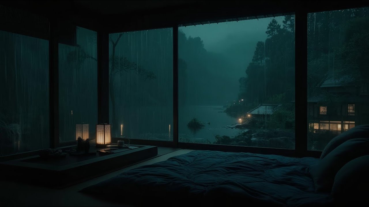 Rain Sounds in a Dark Bedroom (No Ads)🌧 | For Deep Sleep & Relaxation and Meditation