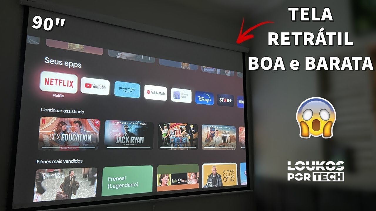 NOVO TELÃO DO CANAL! MELHOR TELA RETRÁTIL CUSTO BENEFICIO 2023