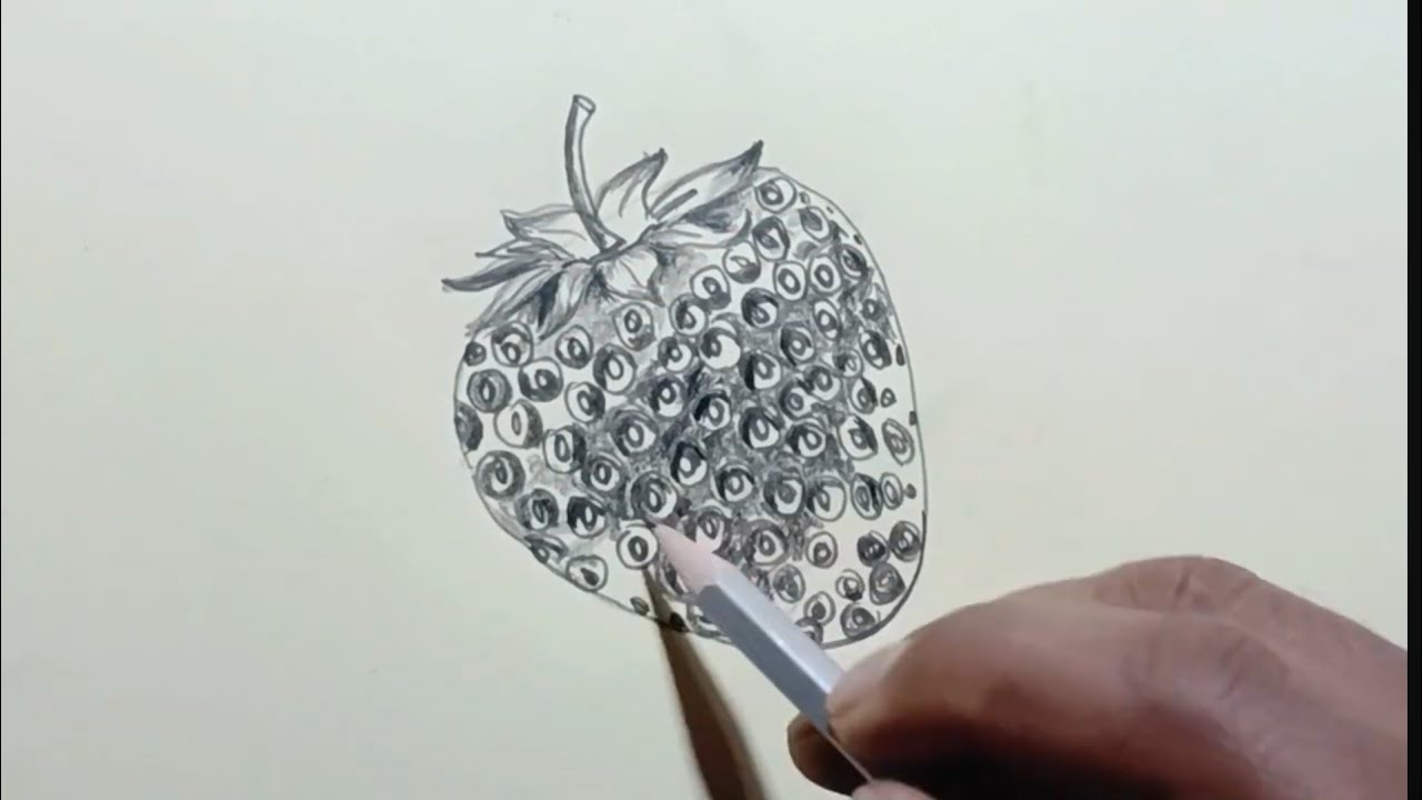 Drawing a strawberry step by step 