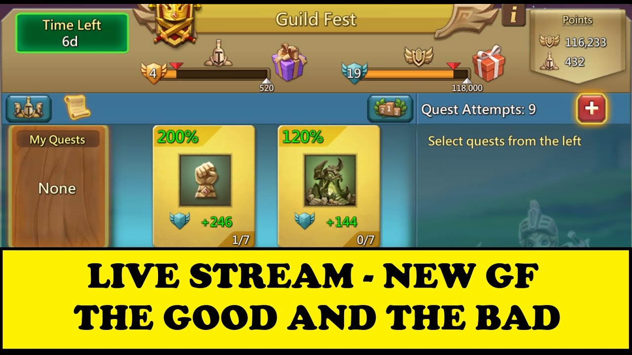 Lords Mobile -  LIVE STREAM - NEW GUILD FEST FORMAT -  THE GOOD AND THE BAD
