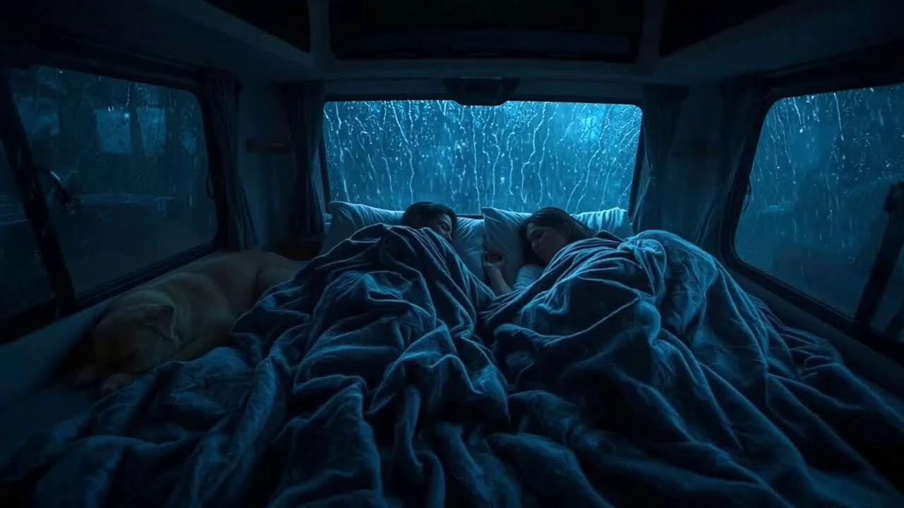 Midnight Thunderstorm Outside the Window ⛈️ Rain on Window 🌧️ Rain ASMR for Calm Mind RAIN ON CAR