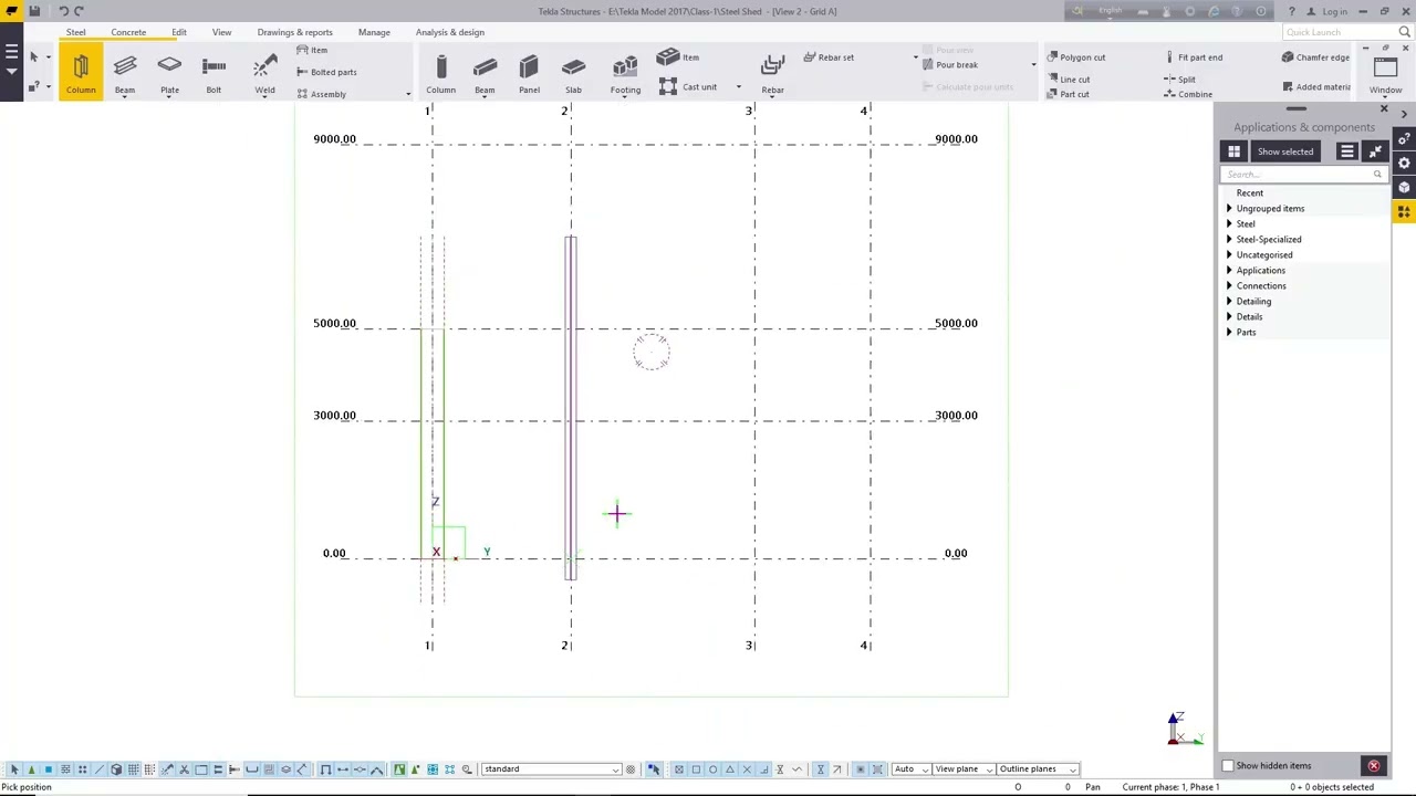 Tekla Structures I Class 05 I Create Straigth Steel Column Using Profile