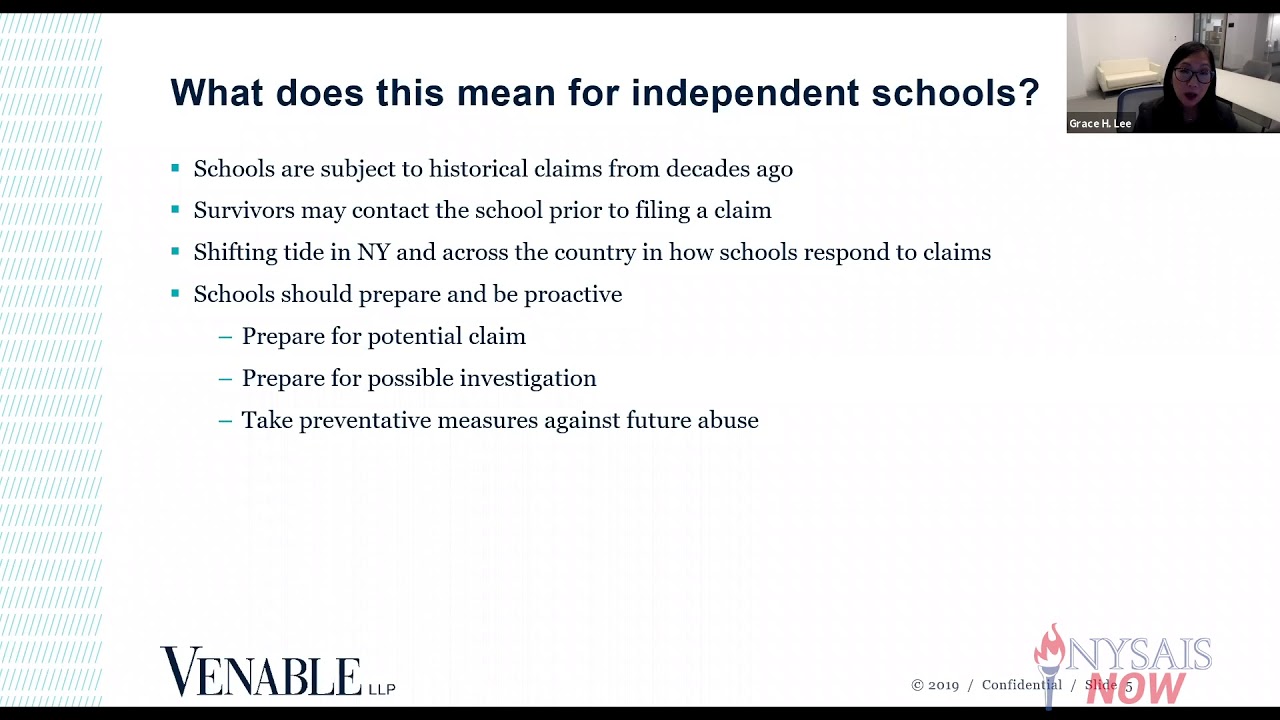 How Does the Child Victims Act of NY State Impact Independent Schools - an eSeminar with Grace Lee