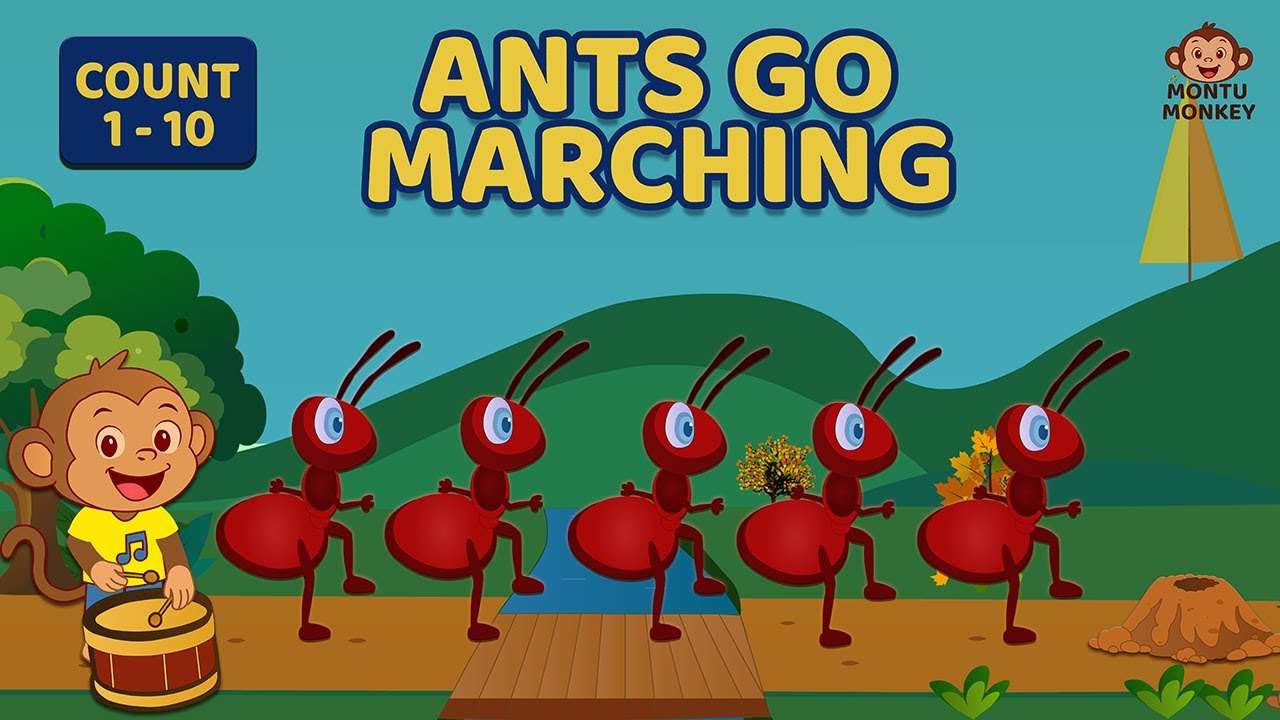Ants Go Marching | Counting 1 to 10 | Kids songs | Montu Monkey