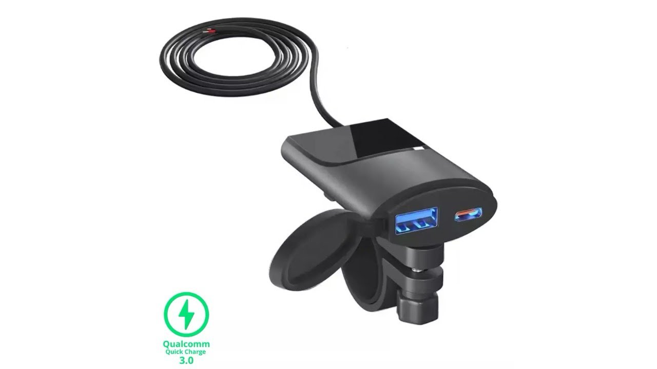 Carregador de celular para guid&atilde;o de moto a prova d&rsquo;&aacute;gua 12v USB-C 3.0 Express