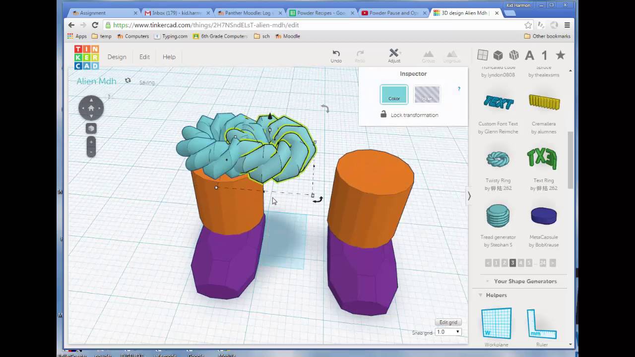 Fast & FREE! Whip up a custom Alien in Tinkercad! A basic skills challenge.