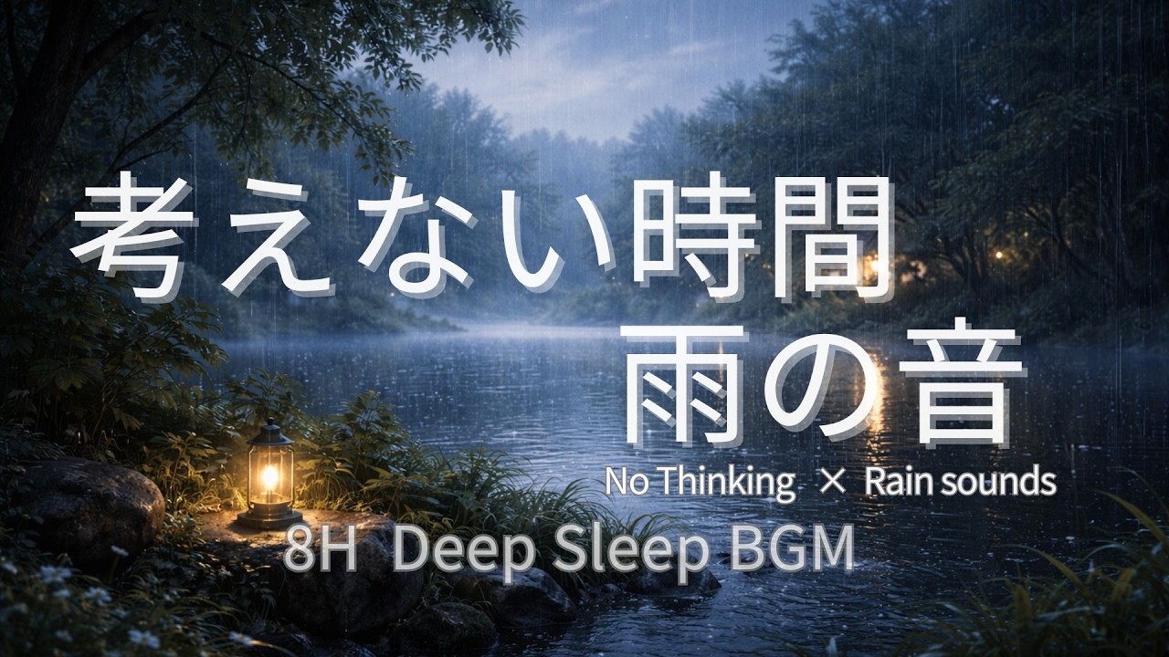 【睡眠BGM】眠れない夜に｜雨の音と穏やかな睡眠BGM｜8時間｜5分後暗転
