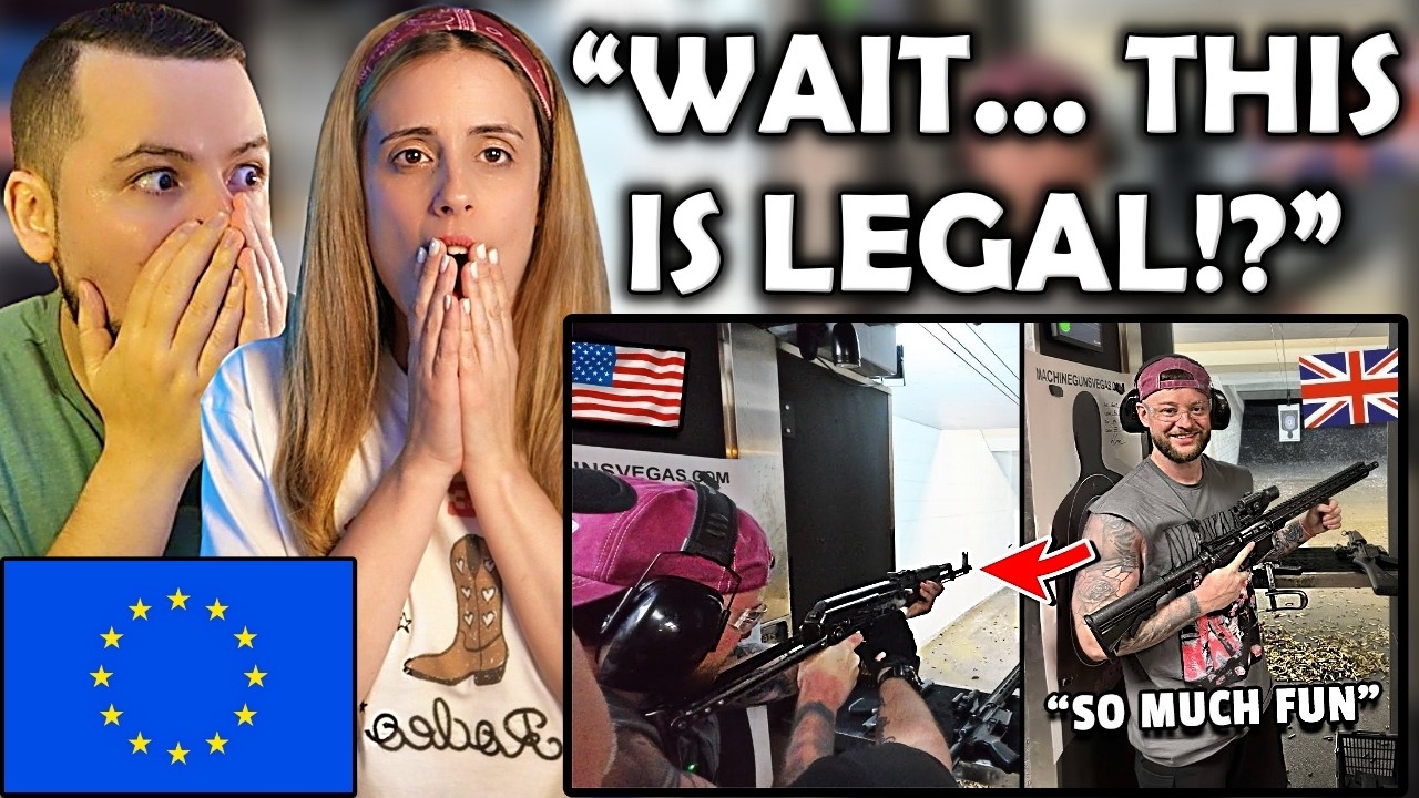 European Girl Reacts to a Brit Shooting Guns in America for the First Time