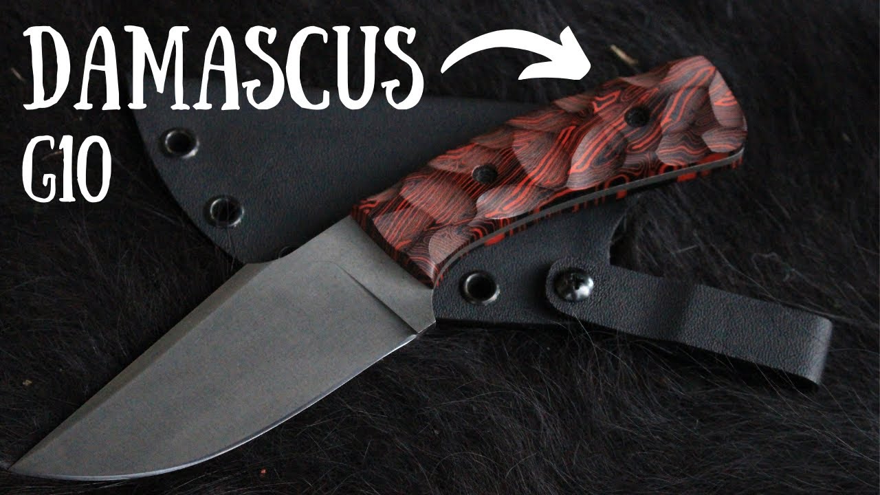 making a G10 DAMASCUS handle skinning knife