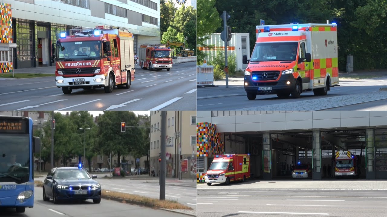 [Doppel HLF 2x, POL,RD] Einsatzfahrten an der Feuerwache 5