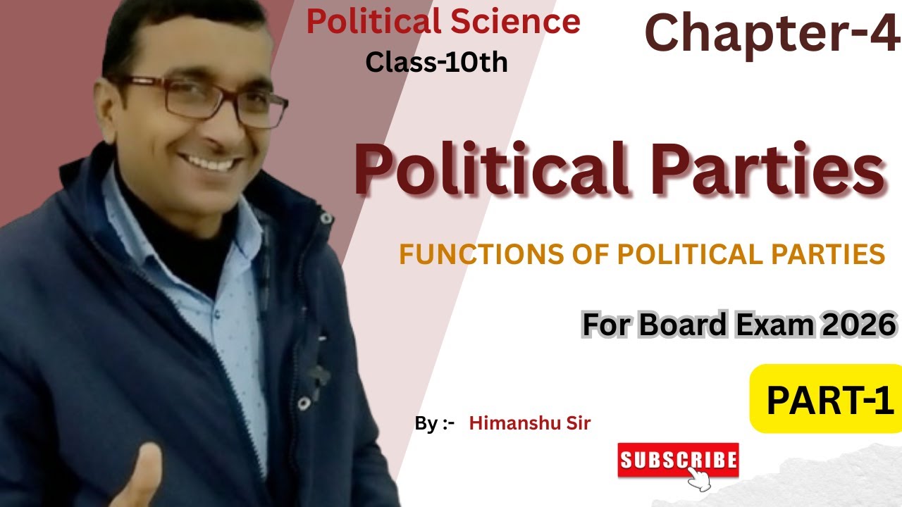 Class 10th Chapter 4 Political parties  || Functions of Political Parties ||  Important question.