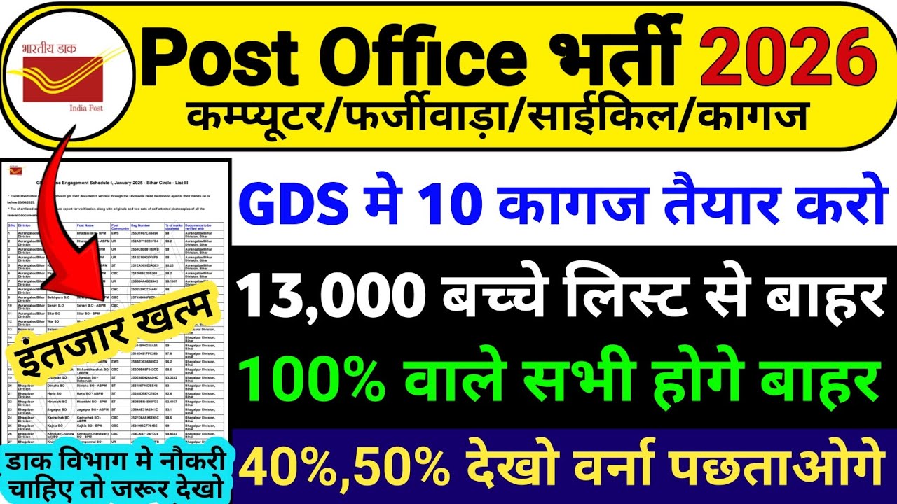 GDS 1st Merit List 2026 kab aayega | GDS 1st merit list 2026 | GDS 1st merit list cutoff 2026 | GDS