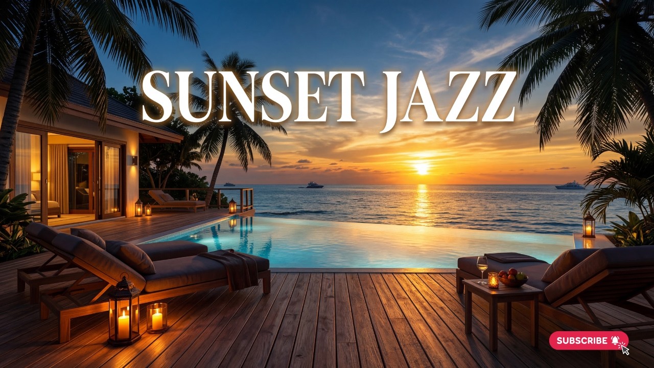 Peaceful Ocean Sunset Jazz 🌴 Tropical Evening Ambience