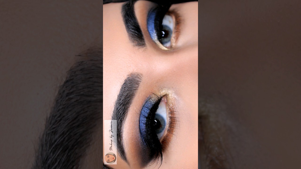 Blue Gold Eye Glam Quick Makeup Tutorial 
