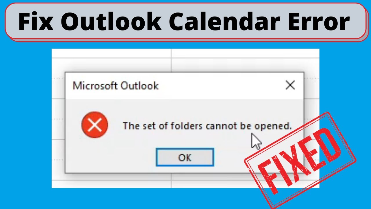 Набор папок не может быть открыт в общем календаре Outlook [ИСПРАВЛЕНО]