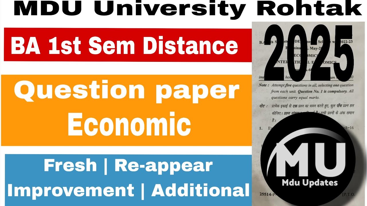 Ba distance 1st semester economics Que paper 2025 || mdu ba 1st sem micro economic question paper 