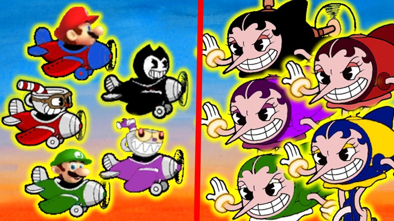 All Cuphead Playable Characters Team Co-op (VS) Hilda Berg Bosses Team